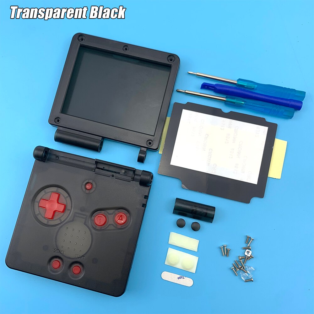 Transparante Beschermhoes Voor Nintendo Gameboy Advance Gba Sp Game Consoles Beschermende Pc Cover Reparatie Onderdelen Accessoires: Transparent Black