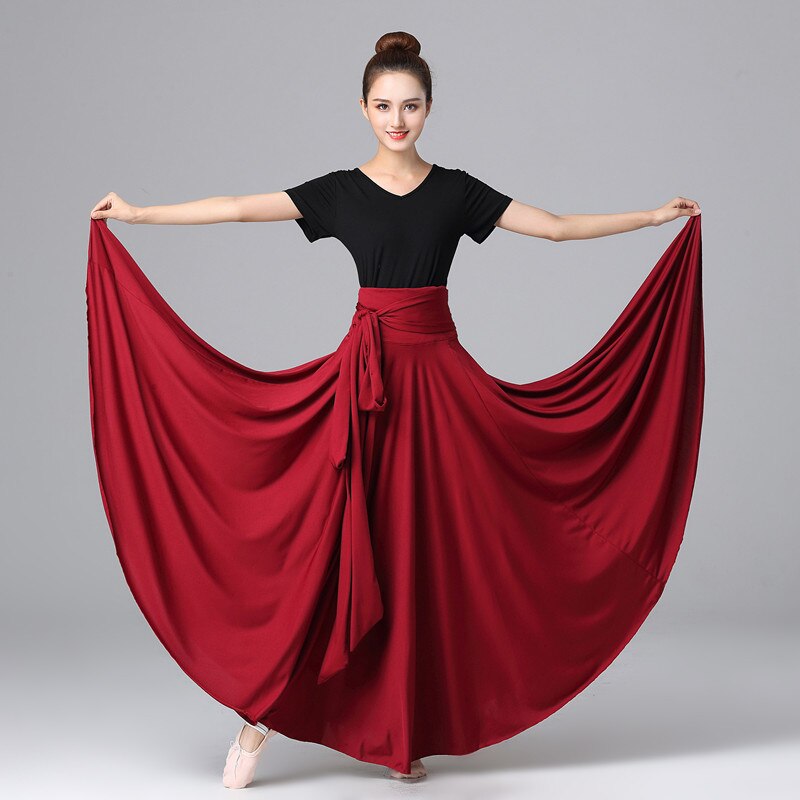 Mujeres bailando traje Flamenco vals falda de baile de salón clásica práctica de competencia vendaje de gran oscilación español faldas