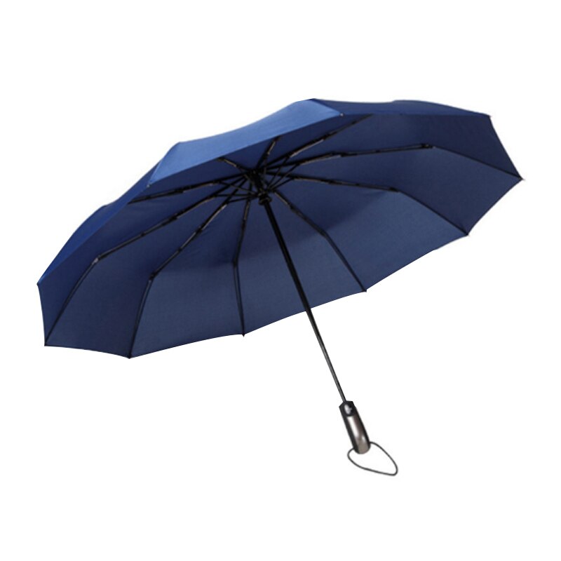 Paraguas plegable automático para hombre y mujer, sombrilla de 10K, de negocios, resistente al viento, 5 colores, Feliz Navidad: Blue