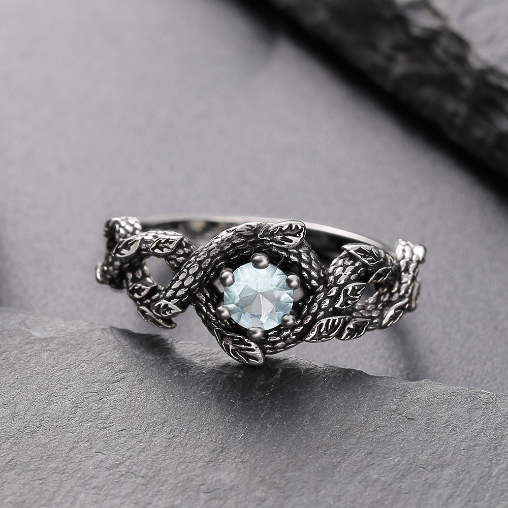 Charme Weibliche Runde Kristall Stein Ring Punk gotisch Stil Schwarz Gold Ringe Für Frauen Luxus Hochzeit Engagement Ring Schmuck