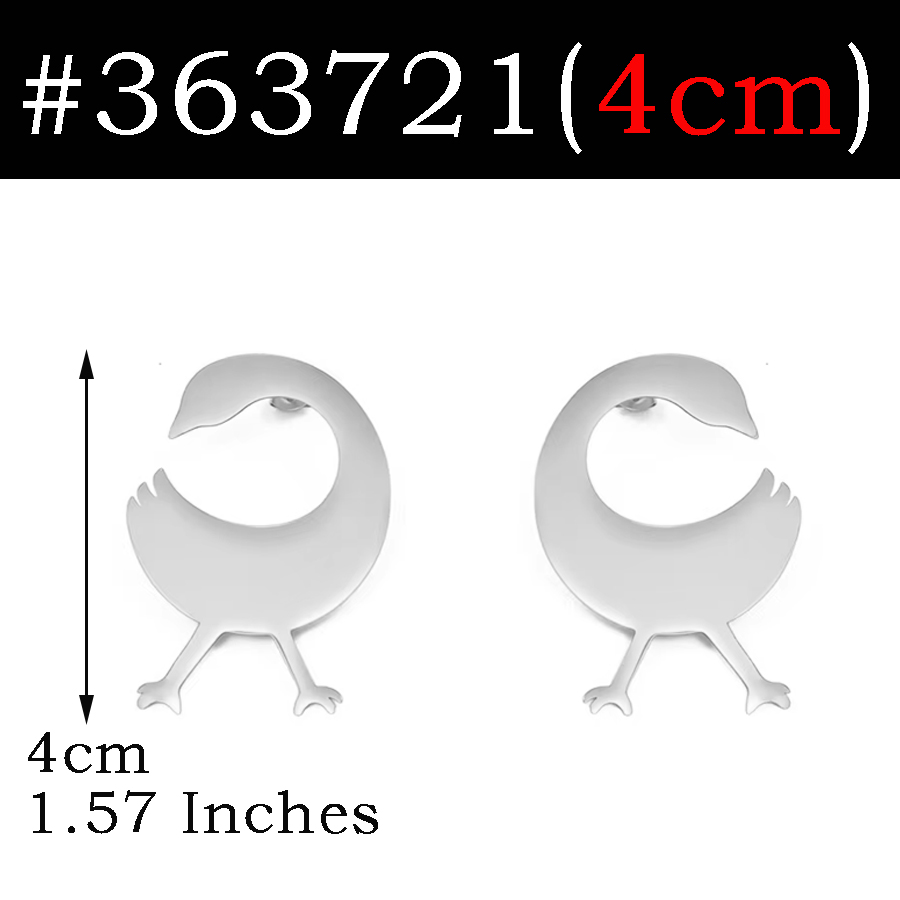 5cm/4cm/2cm African Ancient Cultural Symbol Big Stud Earrings Stainless Steel Dwennimen Sankofa Gye Ethnic Jewelry #363721: Pure Gold Color