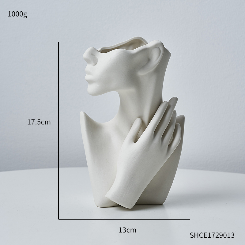 Ansigt vase keramik moderne kunst skulptur boligdekoration plantekrukker dekorativ stue dekoration bordplade blomstervaser: -en