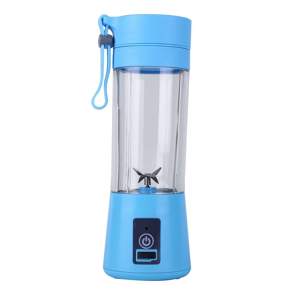 380ml 4/6 Blades USB Rechargeable Juicer Household Mini Lemon Juice Extractor Machine Portable Food Blender Mixer: 4 Blades-Blue
