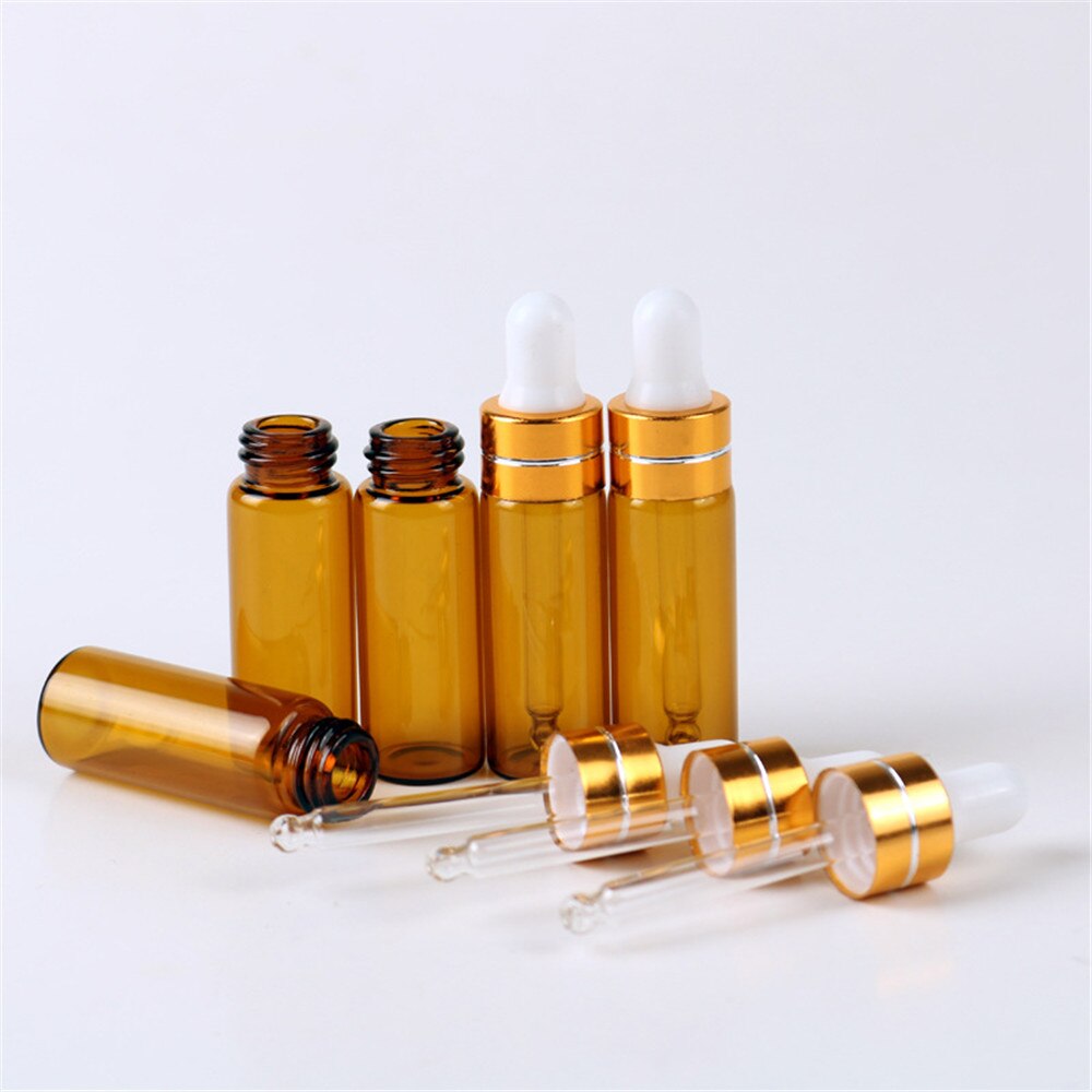 Tyhjä tippapullo meripihkan eteerinen öljy lasi aromaterapia neste ruskea 3ml 5ml hierontapipettipullot uudelleen täytettävät
