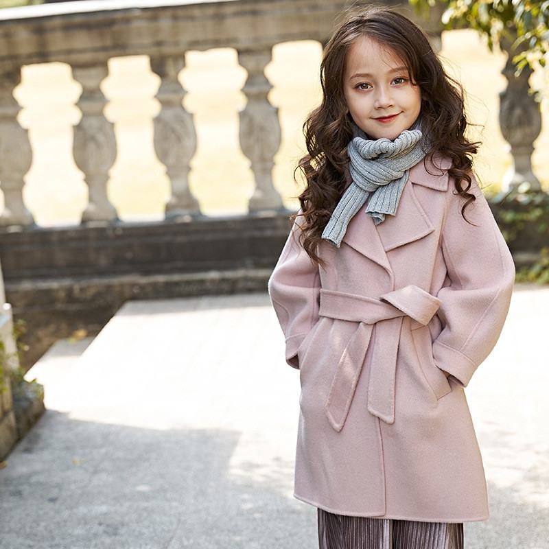 Abrigo de lana para niños y niñas, chaqueta gruesa y cálida de mezcla de lana, prendas de vestir, K17, otoño e invierno,