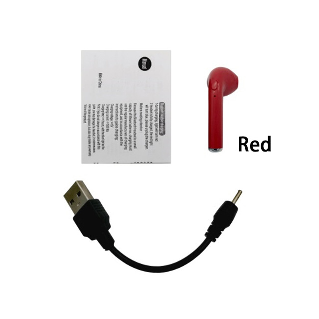 I7s TWS Sport Bluetooth Kopfhörer Stereo Ohrhörer Bluetooth Headset mit Lade Pod Drahtlose Micropho Headset für Alle Smartphone: right red a cable