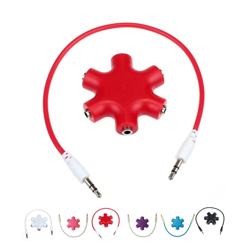 Mix Colors 3.5mm Snowflake Shape 5 Way Stereo Audio Splitter Jack Earphone Headphone Adapter