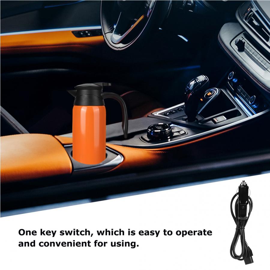 800ML Stainless Steel Safe Car Electric Heated Water Kettle Bottle Cup 12-24V 800ml Travel Car Kettle
