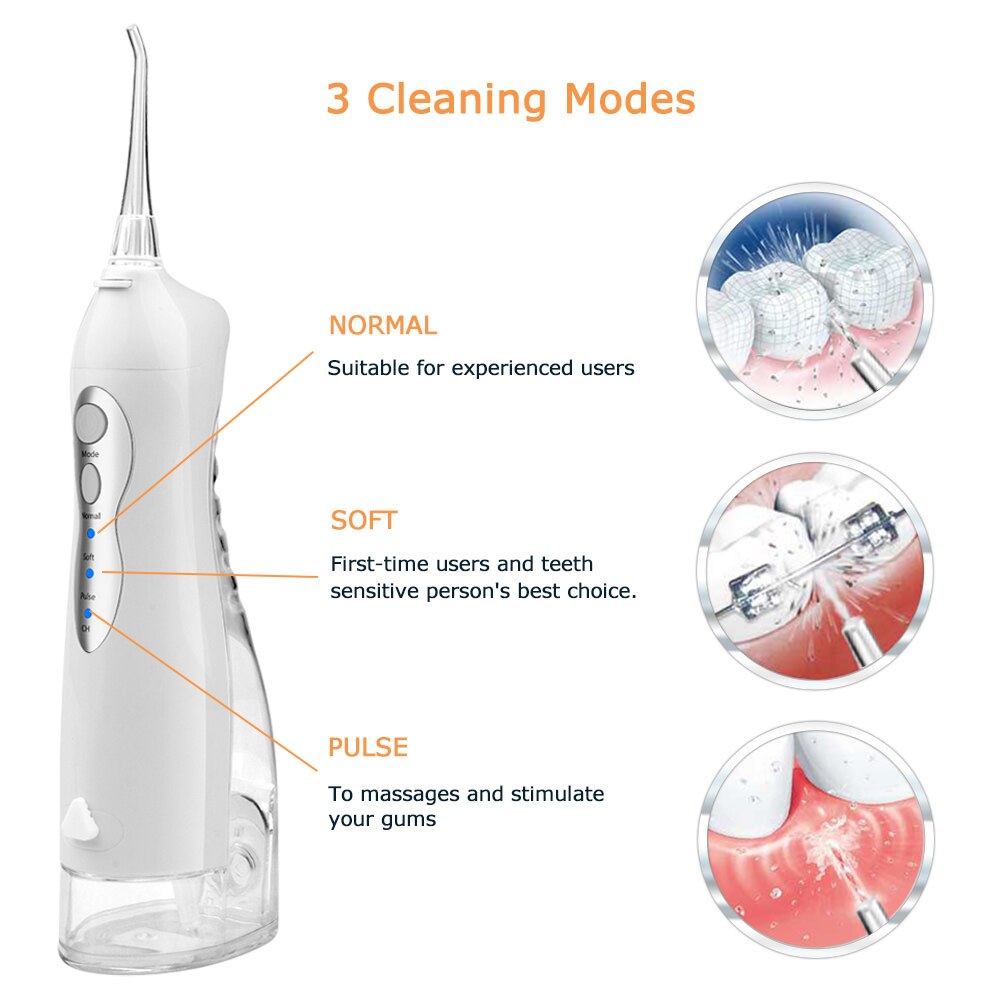 Portable Tooth Cleansing Oral Irrigator Flosser Dental Water Jet 220Ml Water Tank Waterproof Teeth Cleaner Maintain Oral Health