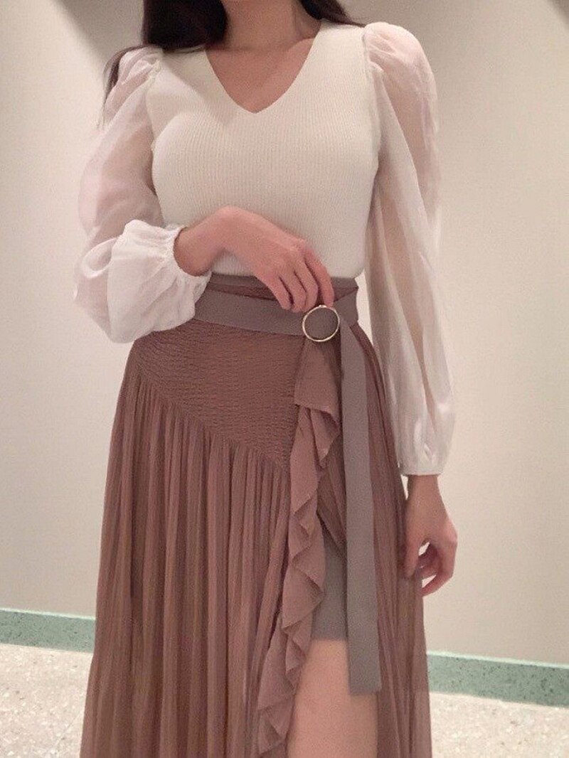 spring Japanese women's irregular plaid slit skirt