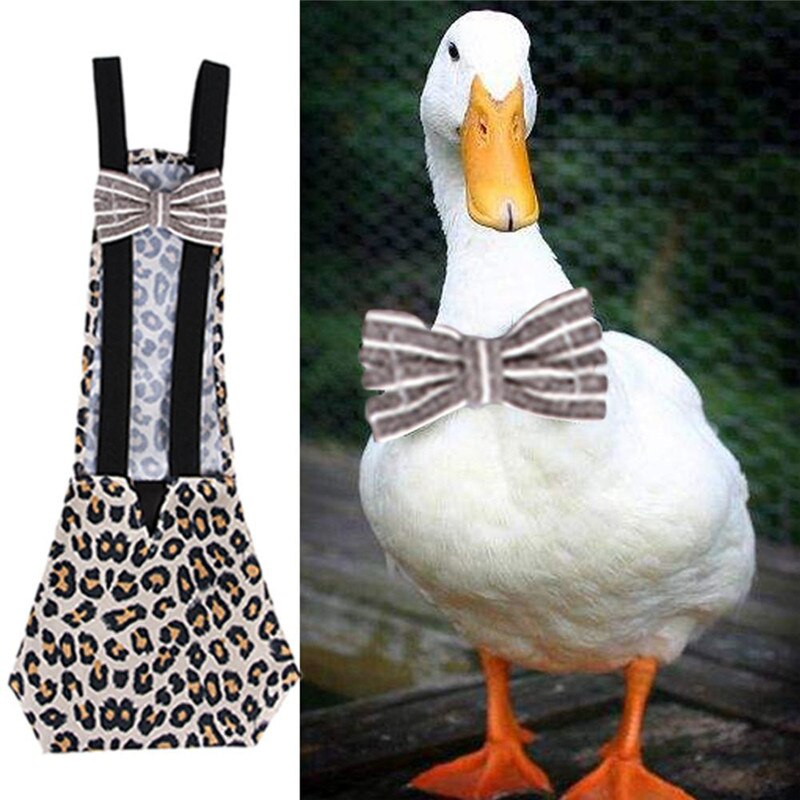 Adjustable Cotton Cloth Diaper Washable Bowknot Clothes for Farm Pet Goose Duck Chicken Poultry