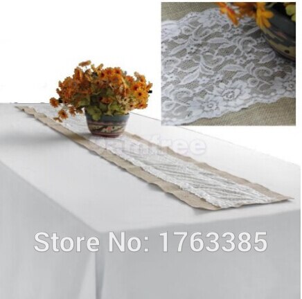 Camino de mesa de arpillera de yute de 12 '' y x70 '' con centro de encaje floral, mantel rústico para decoración de mesa de boda, recuerdos para el hogar