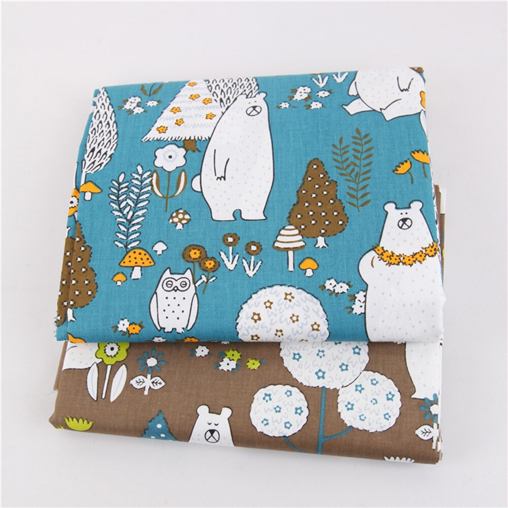DIY Handmade Cotton Fabrics Patchwork Cloth Group Cotton Cloth DIY Forest Bear Animal Pattern Manual Cloth For Baby & Children