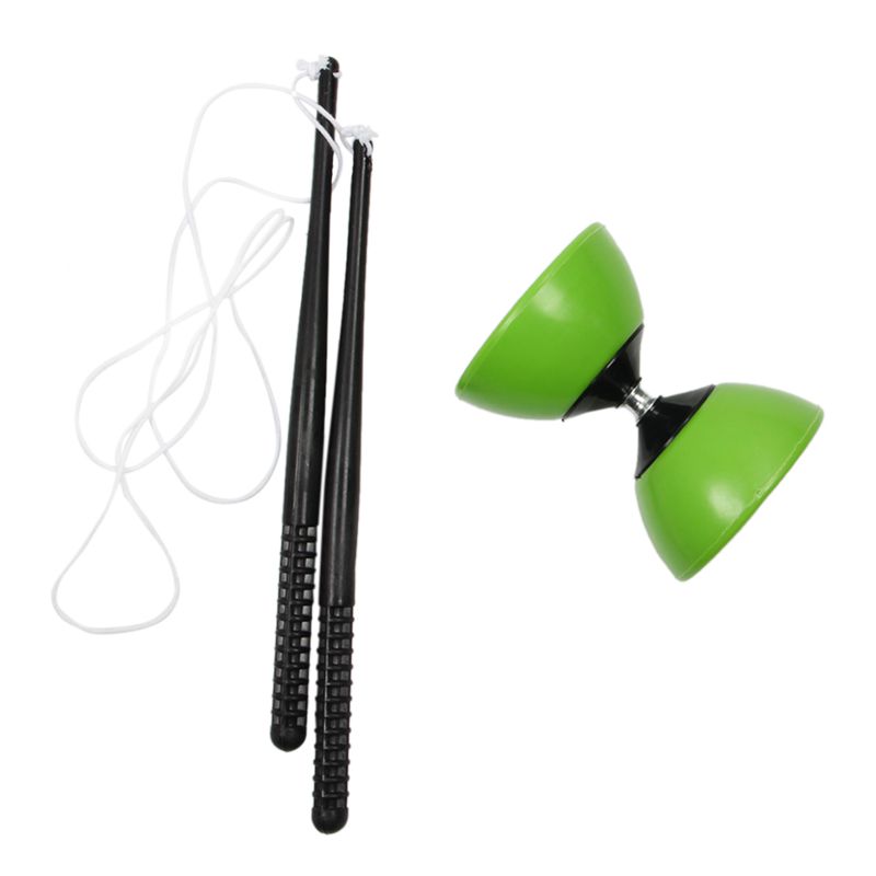 Plastikskål diabolo jonglering spinning kinesisk yo yo klassisk legetøj med håndsticks grøn: Default Title