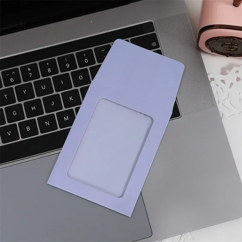 5/10pcs Paper Window Envelopes Transparent Card Holder DIY Photocards Frame Storage Packaging Bag Kawaii Pocket Envelope: Navy Blue