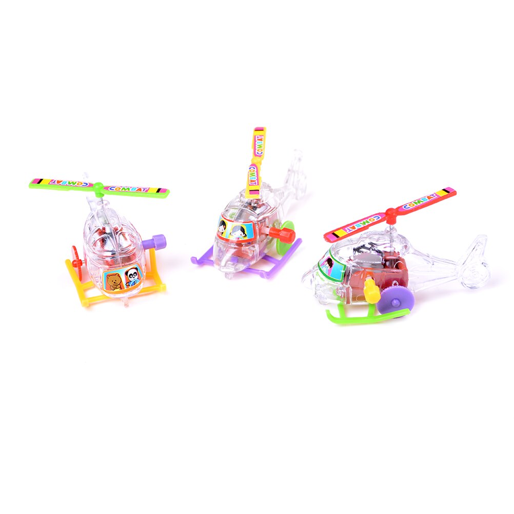 2Pcs Mini Clockwork Transparent Aircraft Somersault Running Wind Up Toy