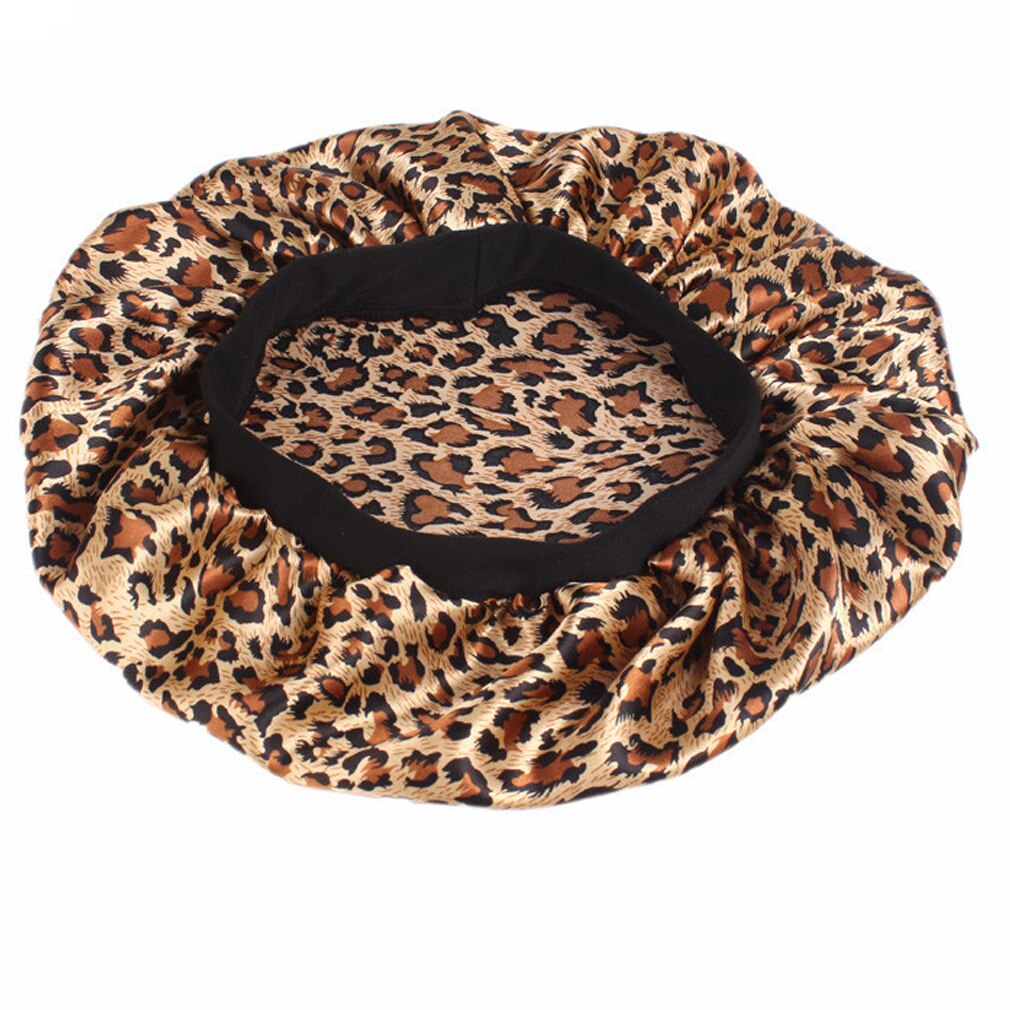 1pc kvinnor satin nattsömn mössa blommig leopardmönstrad nattmössa hår huva hatt siden huvudskydd breda elastiska party cosplay hattar