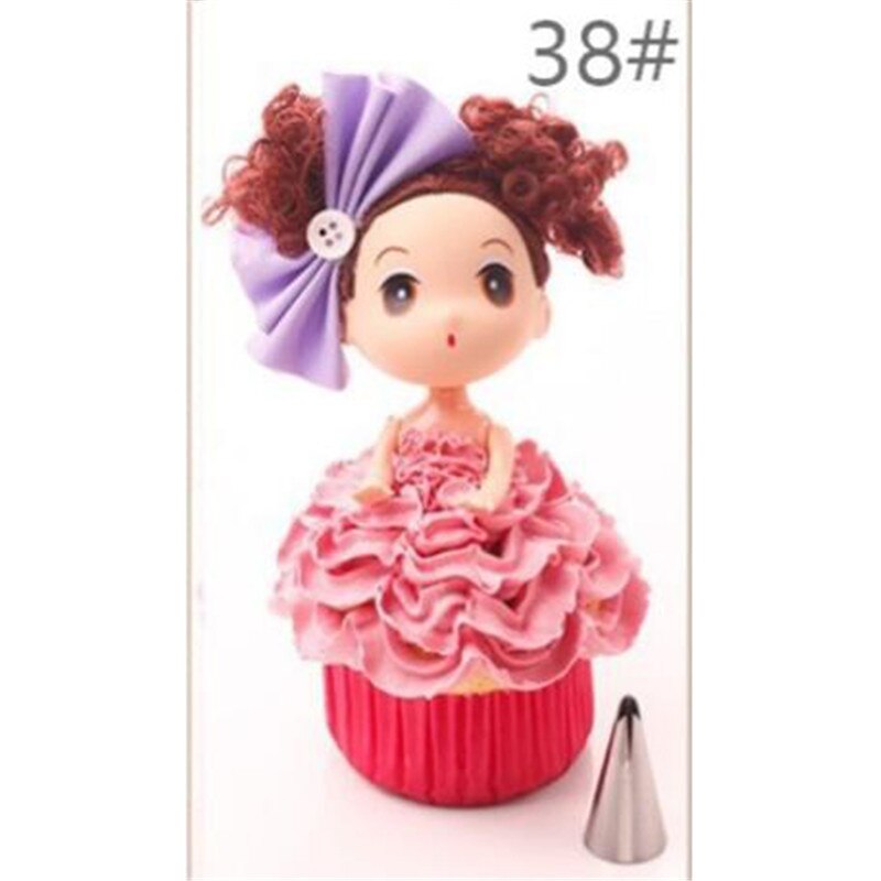 Wedding Cake Decorating Icing Stainless Steel Russian Nozzles Skirt Cake Nozzles Piping Tips Pastry Silicone Cake Tool: 38