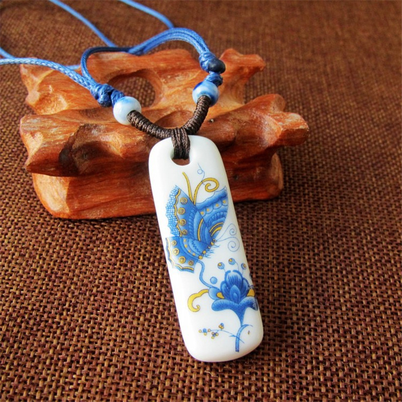 Blue And White Porcelain Ceramic Necklace Ceramic Beads Neckalce artware Antique Necklaces &amp; Pendants For women: 9