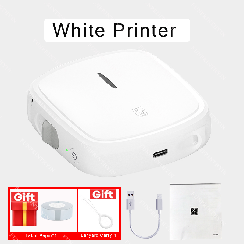 HPRT Q2 Thermal Label Printer Portable Pocket Label Maker Mobile Phone Home Office Use Mini Printing Machine No Ink For Home: White Printer