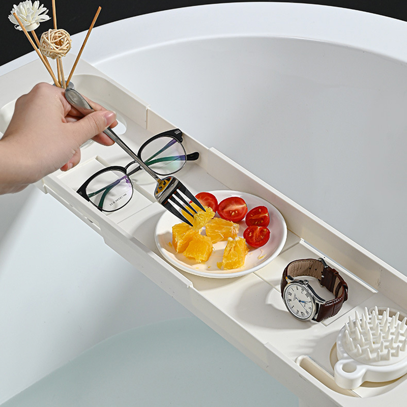 No Drill supporto per vassoio da bagno in plastica Organizer ripiano vassoio per vasca a scomparsa allungabile toilette badplancia organizzatore per la casa OA50BT