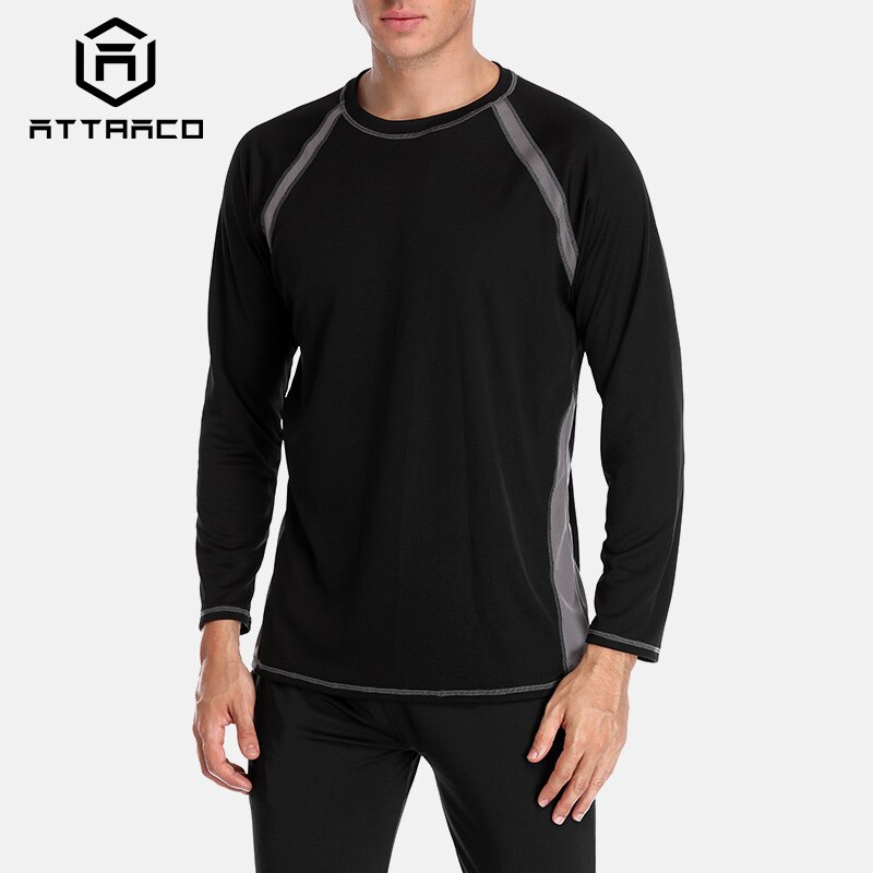 Attraco herr långärmade rashguard dry-fit skjortor herr dykning surfskjorta uv-skydd rash guards topp upf 50+  patchwork strandkläder: Bla / Xxl