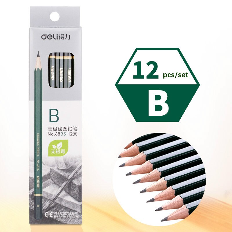 DELI Sketch Pencils Wooden Lead Pencils Art Examination Special Drawing Pencils Pens Pencils and Writing Supplies: B