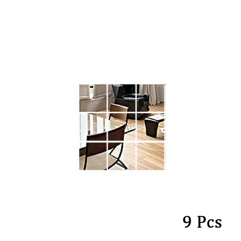 Pegatinas decorativas de espejo acrílico 3D, decoración autoadhesiva de arte DIY para sala de estar, dormitorio, baño, pegatinas de espejo Acrílico: 9pcs