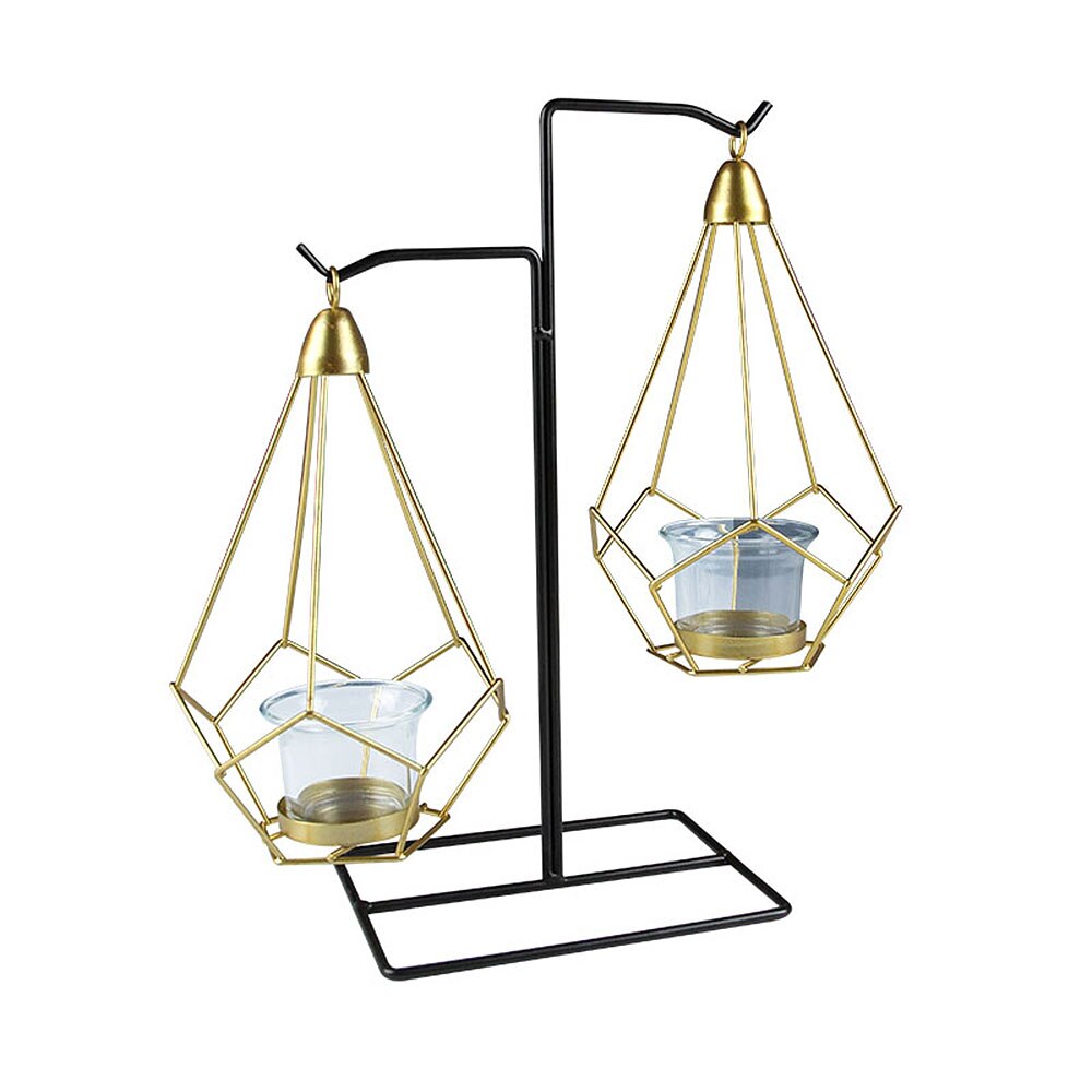 Scandinavische stijl geometrische gouden glazen ijzeren kaarsenhouder kandelaar voor kopjes kaarsen thuis bruiloft decoratie accessoires: B