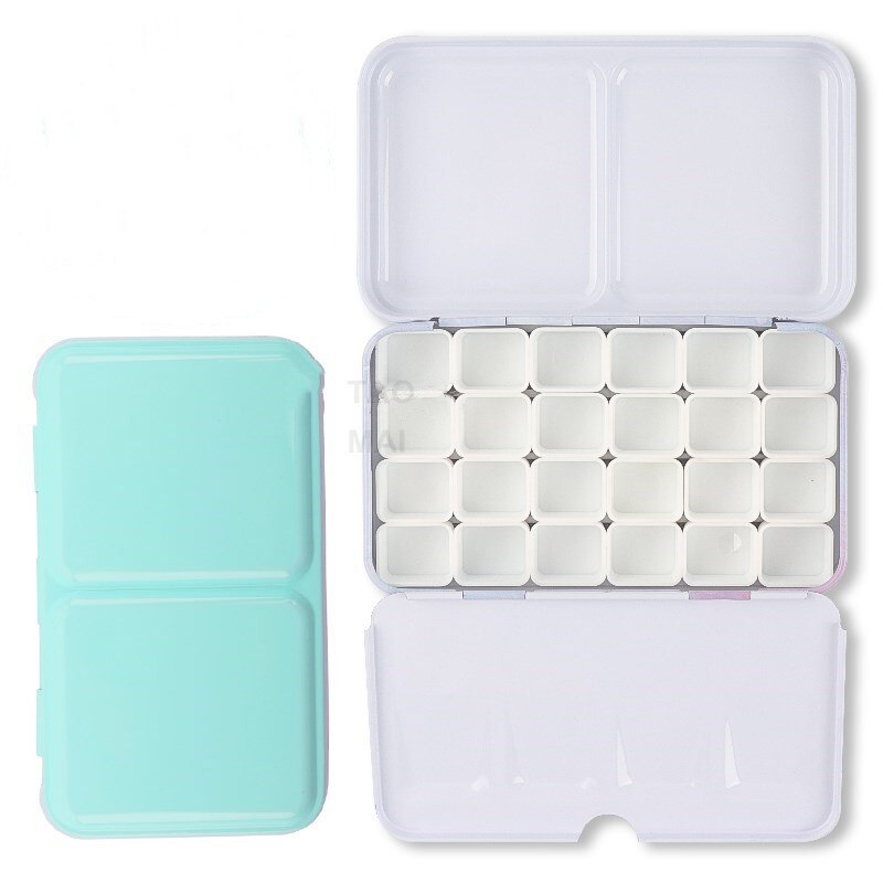 Portable Watercolor Paint Metal Empty Box Palette With 24 Grids Watercolor Paint Storage Tools Painting Art Supplies