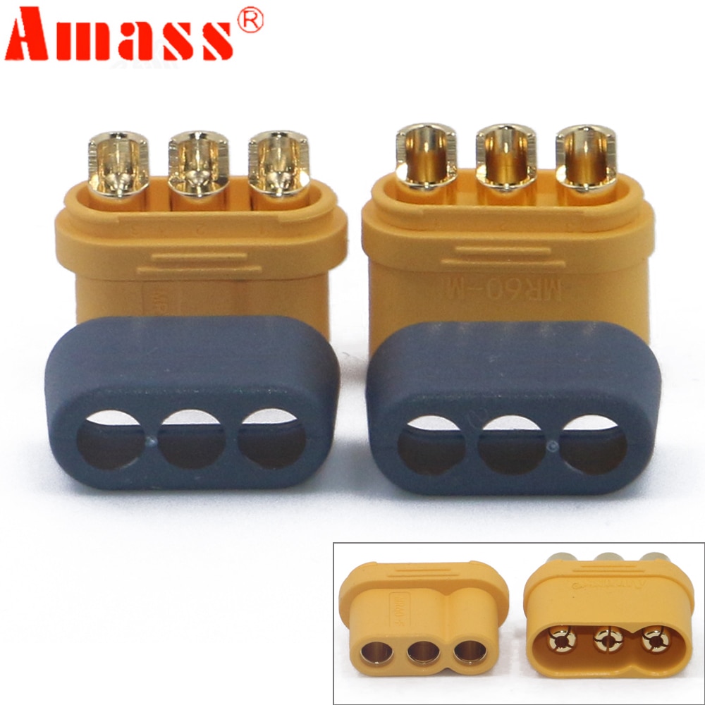 10 x anhäufen Herr60 Stecker w/Schutz Abdeckung 3,5mm 3 Ader Anschluss T stecker Schnittstelle Verbinder Ummantelte für RC Modell (5 Paar)