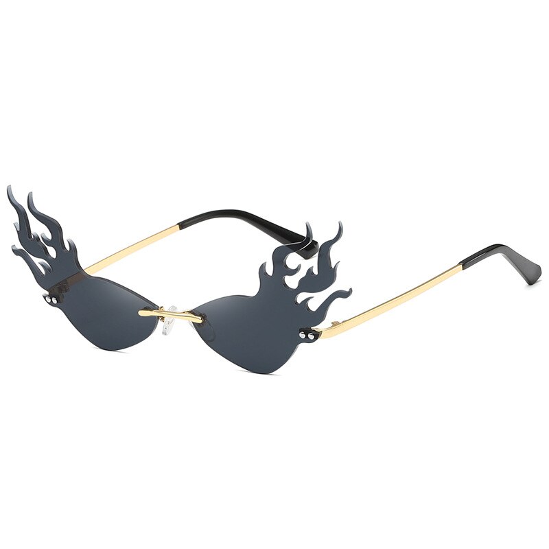 Sommar märke solglasögon coola nyanser steampunk flame metall solglasögon stor ram vintage retro: Svart