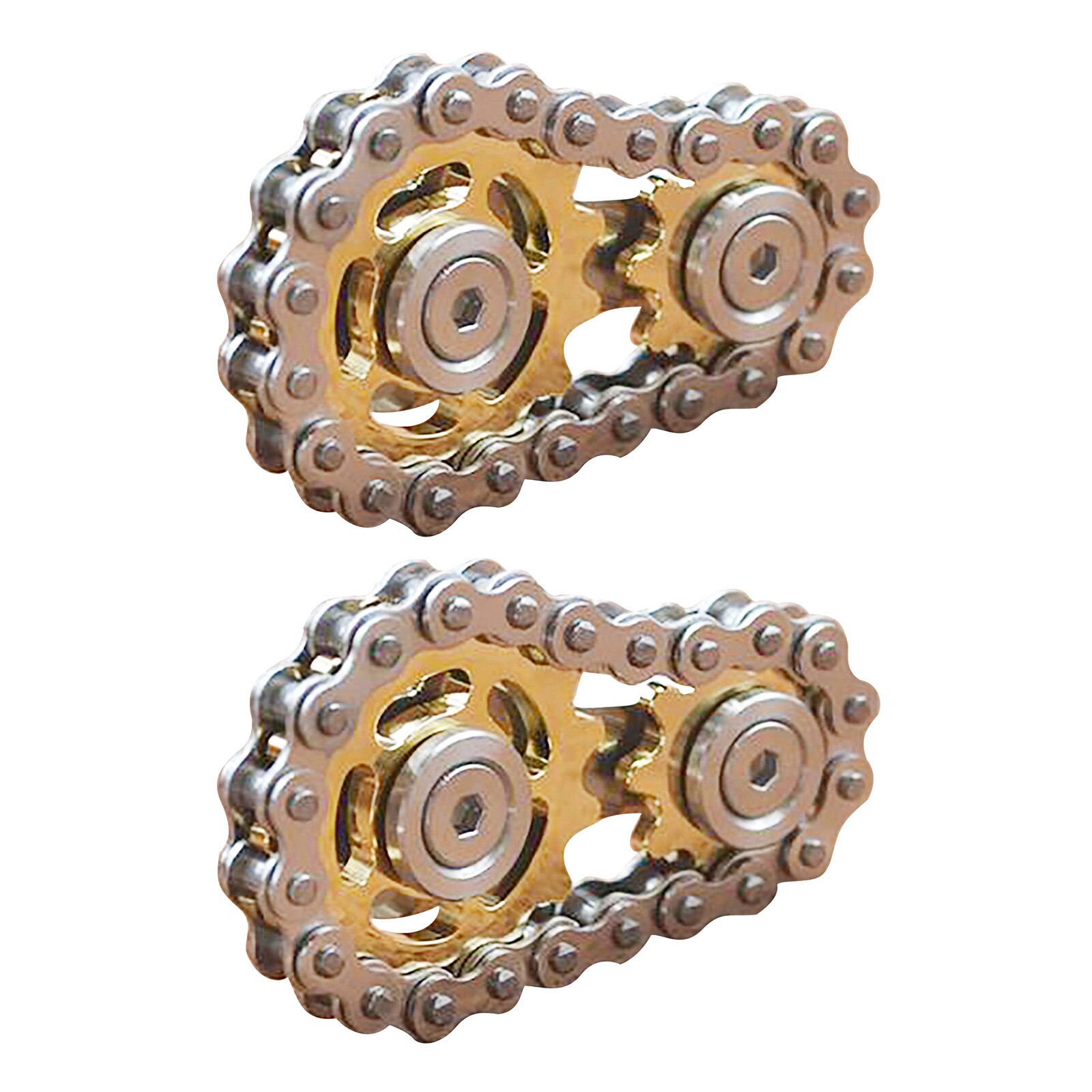 Sprockets Flywheel Fingertip Gyro Sprockets Chains Metal Stress Relief Toy Gear Chain Gyro Sproket Roadbike Spinner: 2X Gold