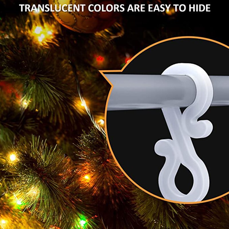 Mini canalón de Navidad con ganchos colgantes, pinzas con luz de Navidad en forma de S de plástico, para exterior, interior, luces MU8669, 100 Uds.