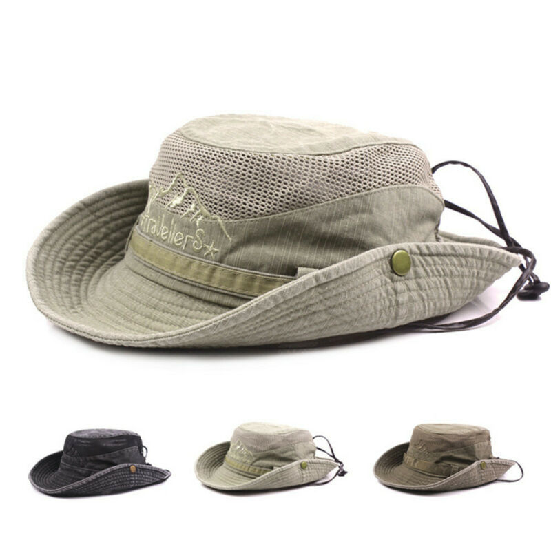 HEREN DAMES Mesh SAFARI AUSSIE OUTBACK BUSH BREDE RAND ZOMER ZONNEHOED