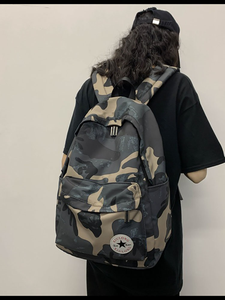 Camouflage Nylon Rugzak Voor Vrouwen 2022 Mode Grote Capaciteit Studenten Vrouwen Backbags Leisure Ademend Vierkante Zakken: Khaki