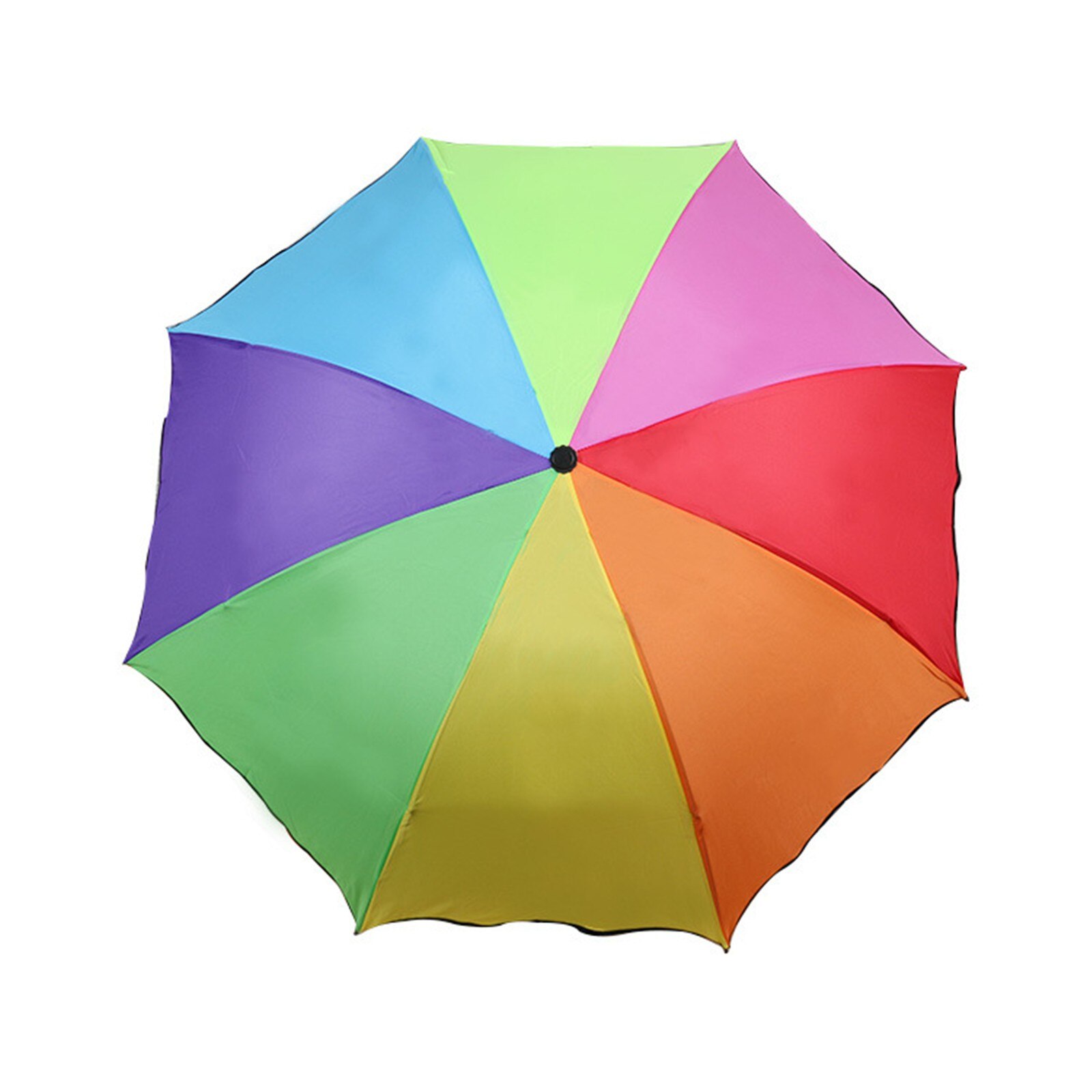 Rainbow Color Umbrella Manual Folding Ruffle Multicolor Tri-folding Children Reverse Weatherproof Umbrella
