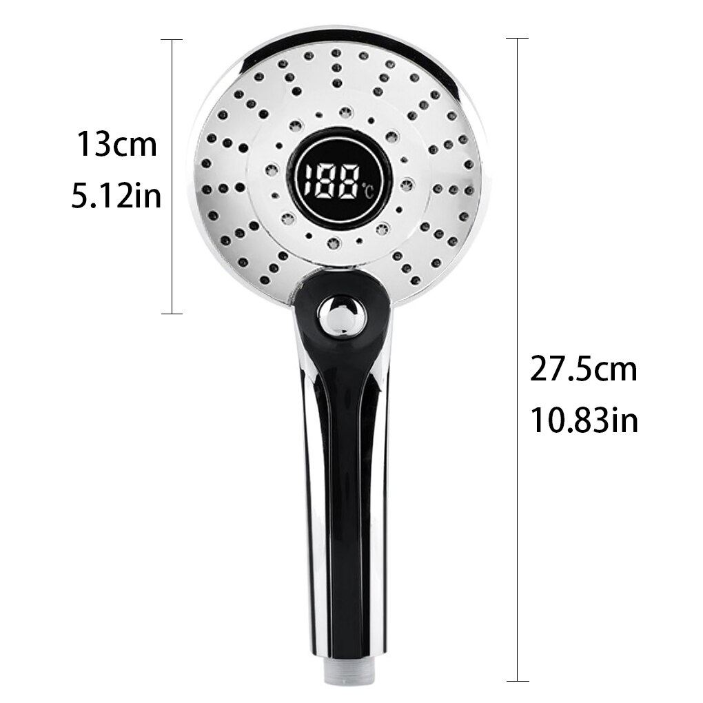 Recableght LED Digital Shower Head Handheld Spa Shower Head Temperature Control Bathroom High Pressure Water Saving Shower Head