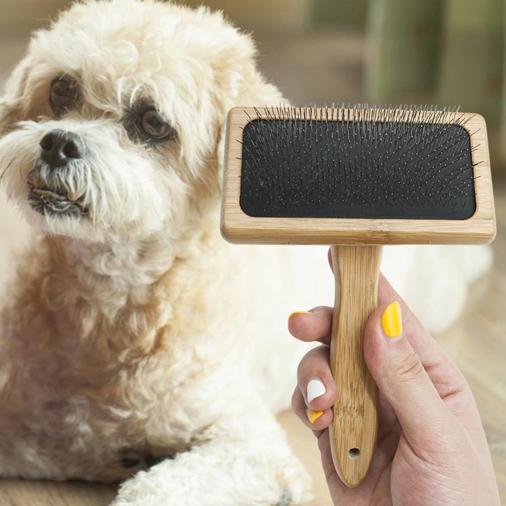 Open Knoop Huisdier Kammen Duurzaam Dichte Natuurlijke Bamboe Handvat Kam En Rvs Haar Borstel Honden Katten Huisdieren Accessoires Gereedschap