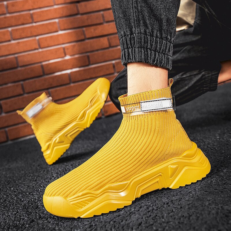 FGXZQ Herbst hoch oben Socken Schuhe Gittergewebe Atmungsaktive lässig männer Schuhe Neue Schüler Schuhe Seismische Schuhe Für männer Licht
