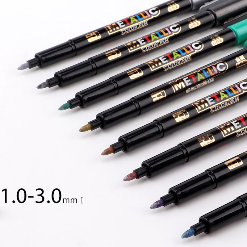 8Pc set Metal Markers Pens Fabric Permanent Paint DIY Metalic Marker Pens Sharpie Craftwork Pen Art Supplies