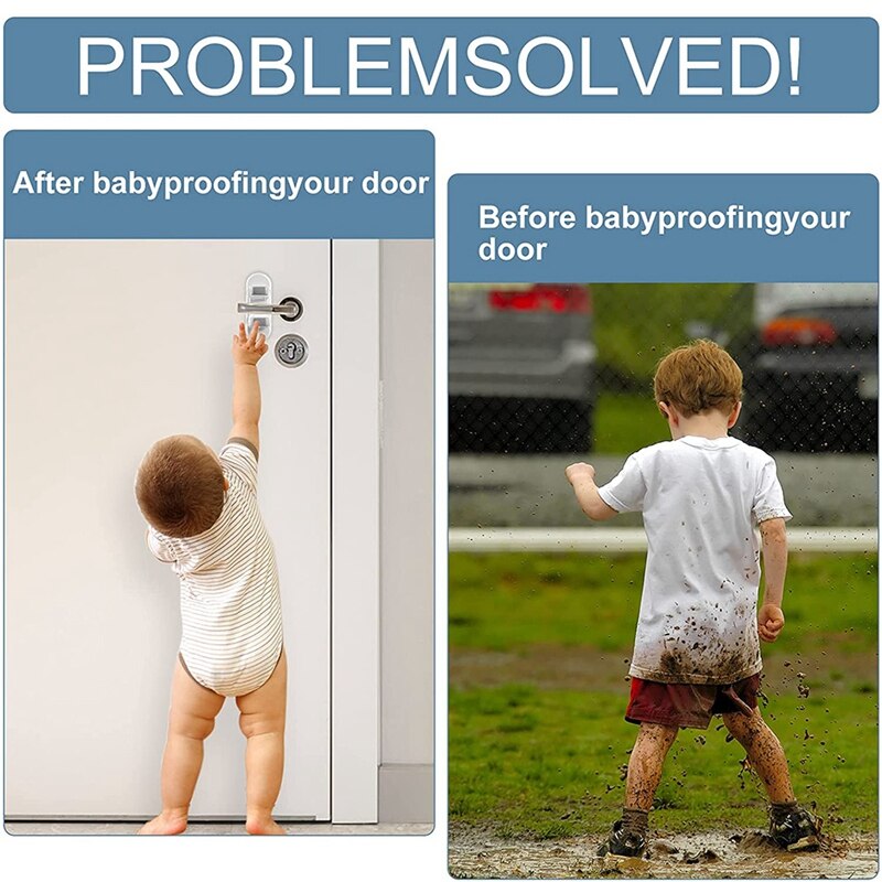 Child Safety Door Lever Locks,4 PCS Childproof Door Handle Locks,Unique With Double Lock