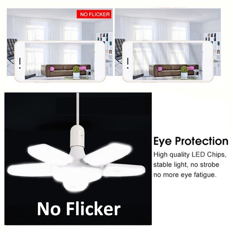 80W E27 Led Lamp Led Bulb Led Industrial Light Bulb AC95-265V Foldable Fan Blade Light Lighting For Living Room Garage Light