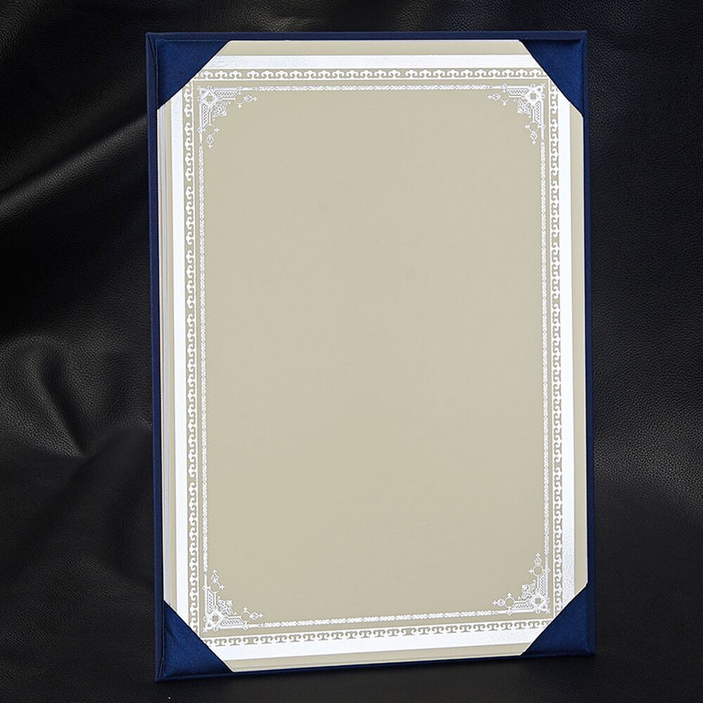 20PCS Blank A4 Paper Certificate Inner Page Paper Ivory Cardboard Beige Gold Stamping Silver Frame 12K Inner Core Printing