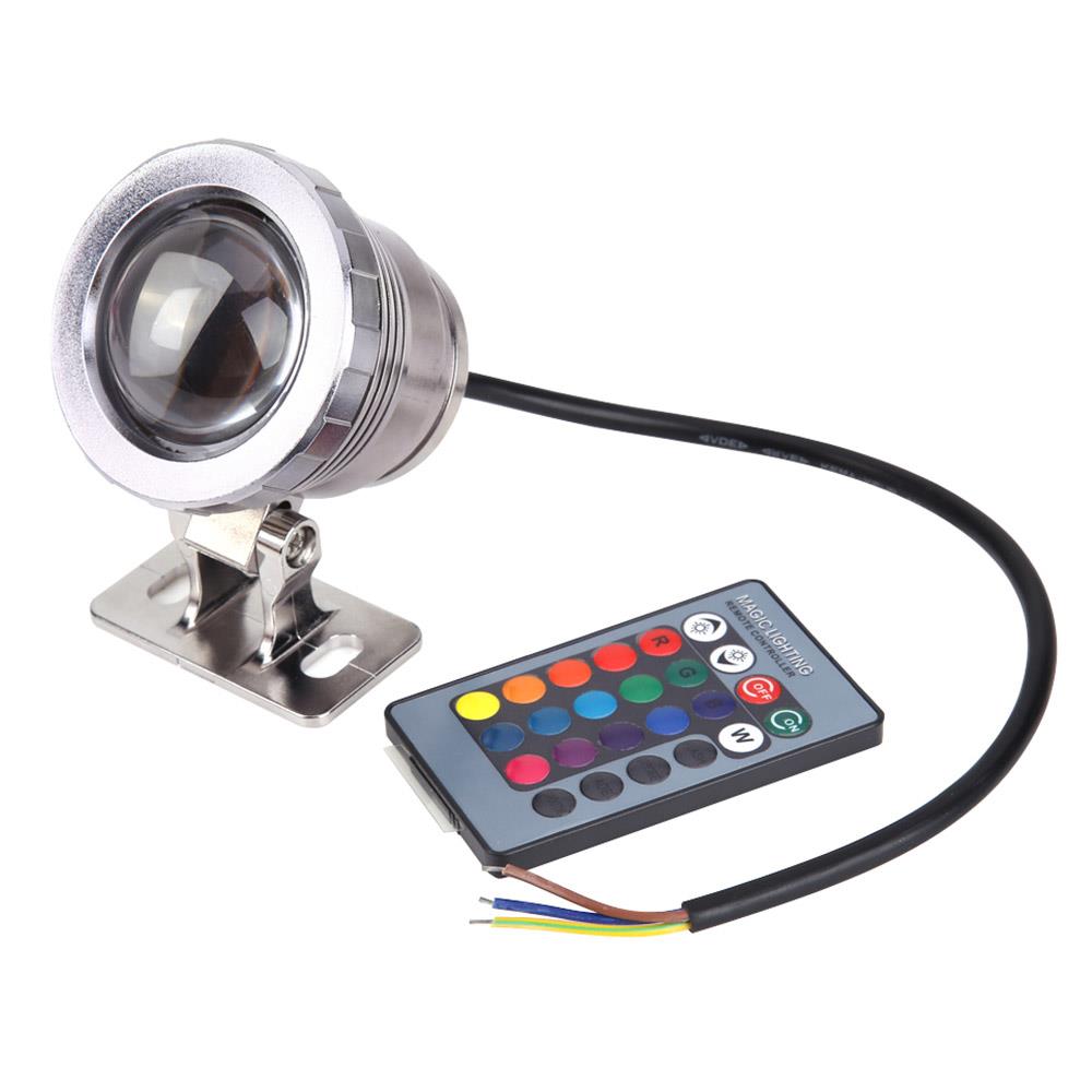 RGB Spotlight Outdoor Regendicht Spotlight Lights Marine Boot Yacht 10W 12V RGB LED Spot Light Waterdichte lamp met afstandsbediening(Zwart
