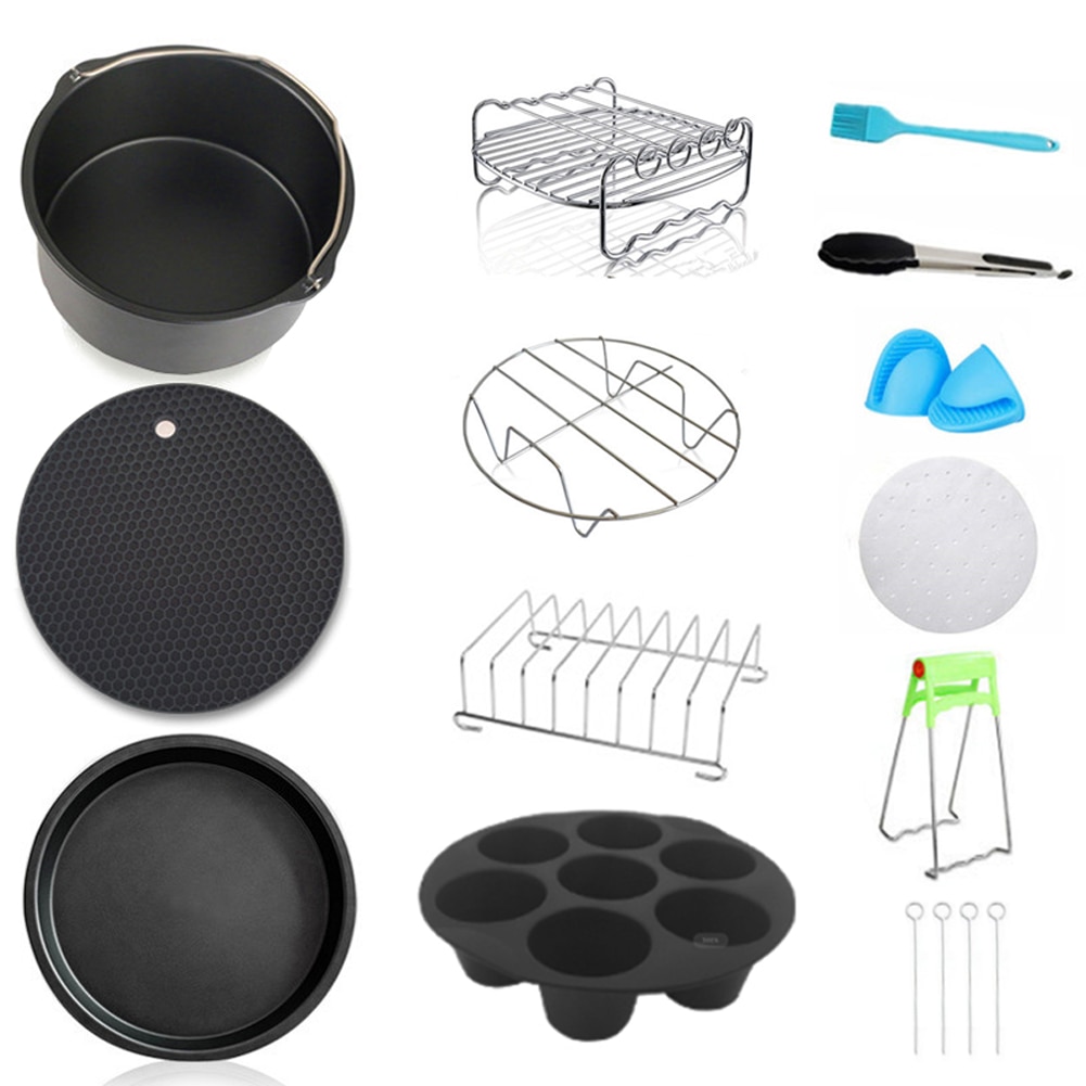 12pcs Carbon Steel Fine Air Fryer Accessories Kit Home Kitchen Cooking Tools Set Airfryer 7inch