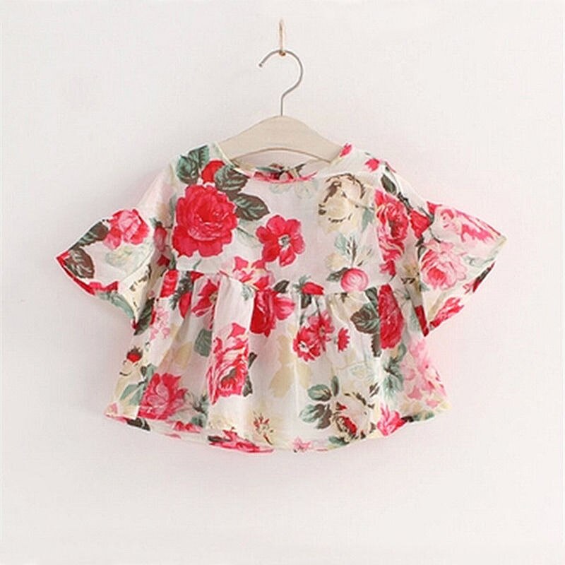 Kids Girls Casual Party Princess Floral Flouncing Chiffon Tops Blouse Girls Clothes Shirts 1-6Y