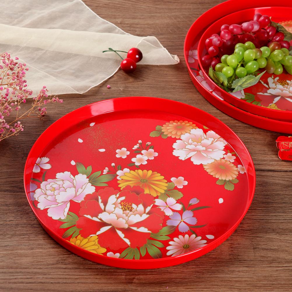 Chinese Traditional Tea Tray Flower Pattern Table Serving Tray Food Plate Wedding Decor plateau de serviceподнос для декора