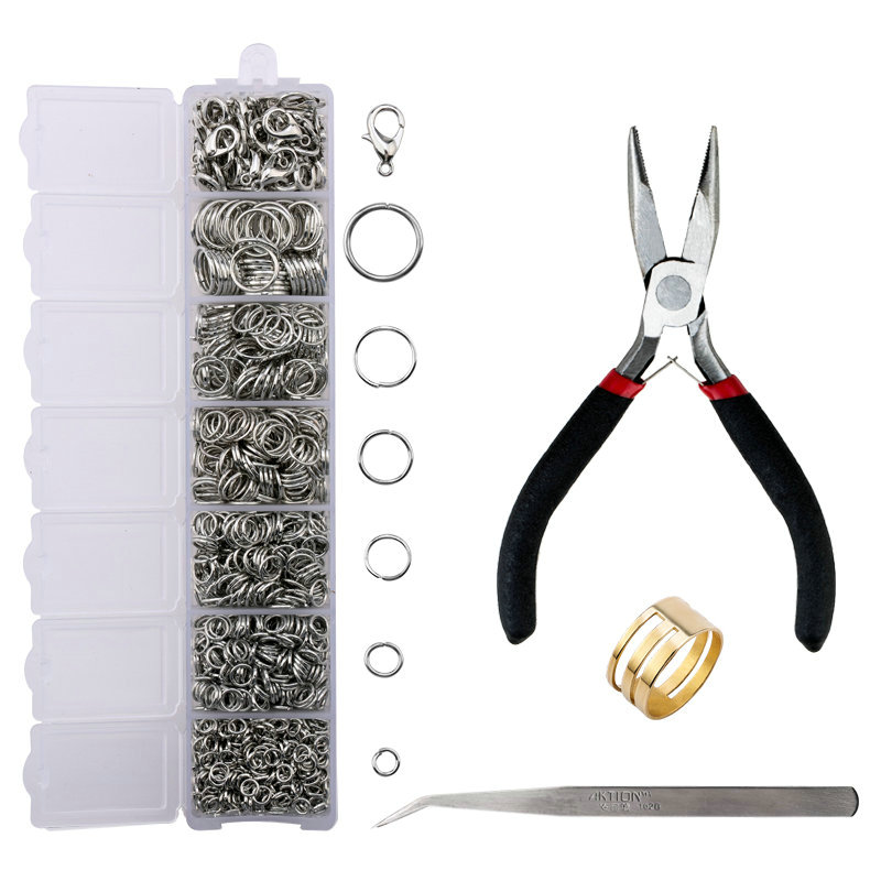 A Set Jewelry Findings Tool Set Open Jump Rings,Jewelry Pliers, Lobster Clasps hooks, jewelry tweezers Jewelry Making Supplies: Gold