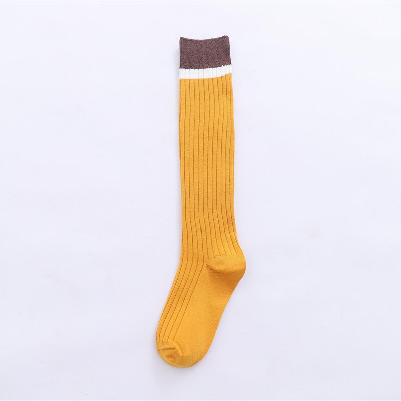 Calcetines altos hasta la rodilla para mujer, calcetines cálidos para otoño e invierno, calcetines tejidos, botas, calcetines, calentadores de piernas, calcetines de ganchillo: Amarillo